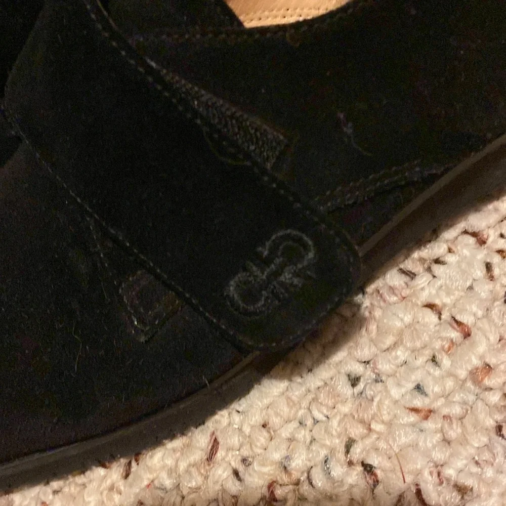 Salvatore  Ferragamo Black Suede Slip on Velcro closure  8.5AAA PERFECT - Picture 2 of 5
